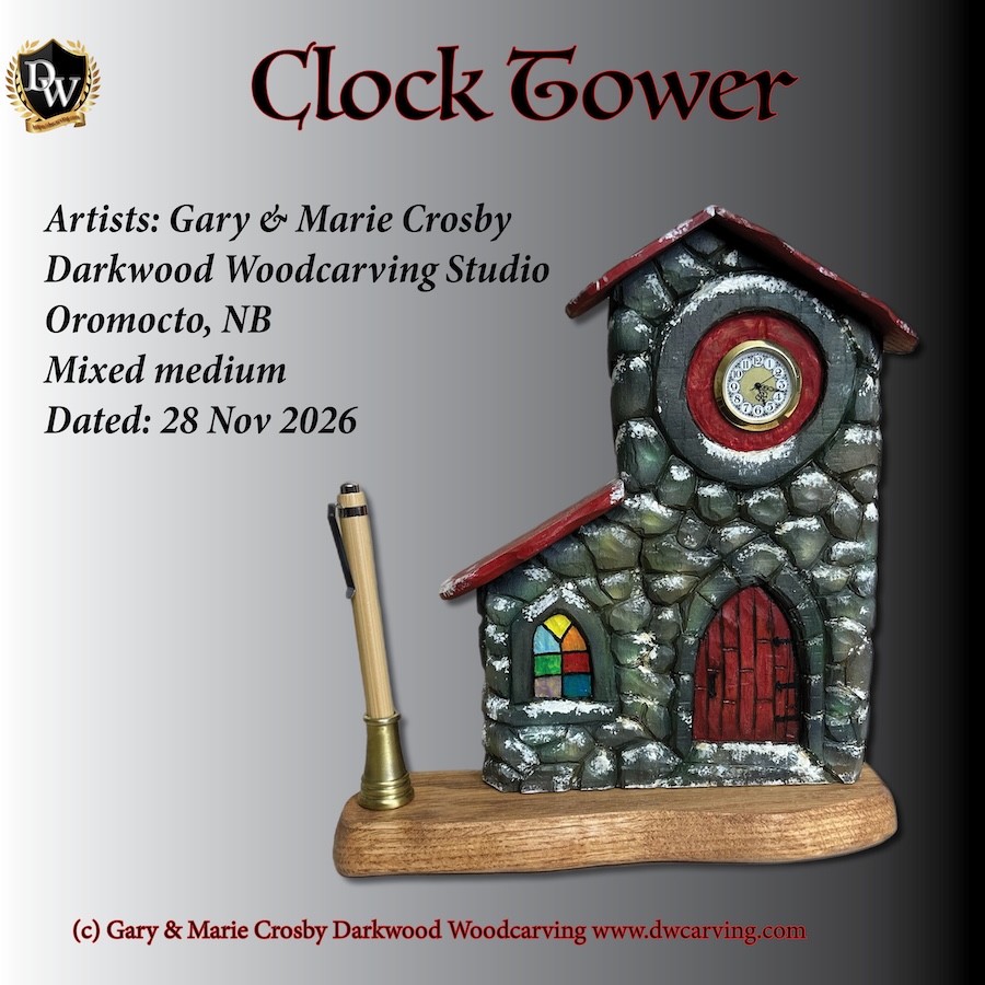 Clock Tower Whimsical carving with Pen,